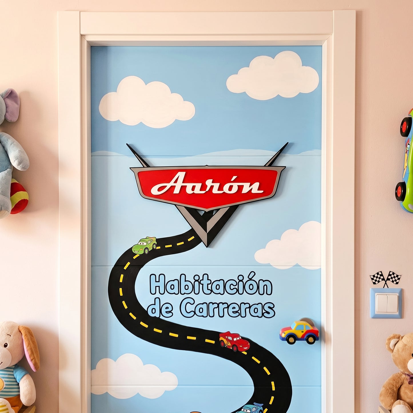 Letrero 3D Estilo Cars Personalizado – Nombre Pared o Puerta 🏎️