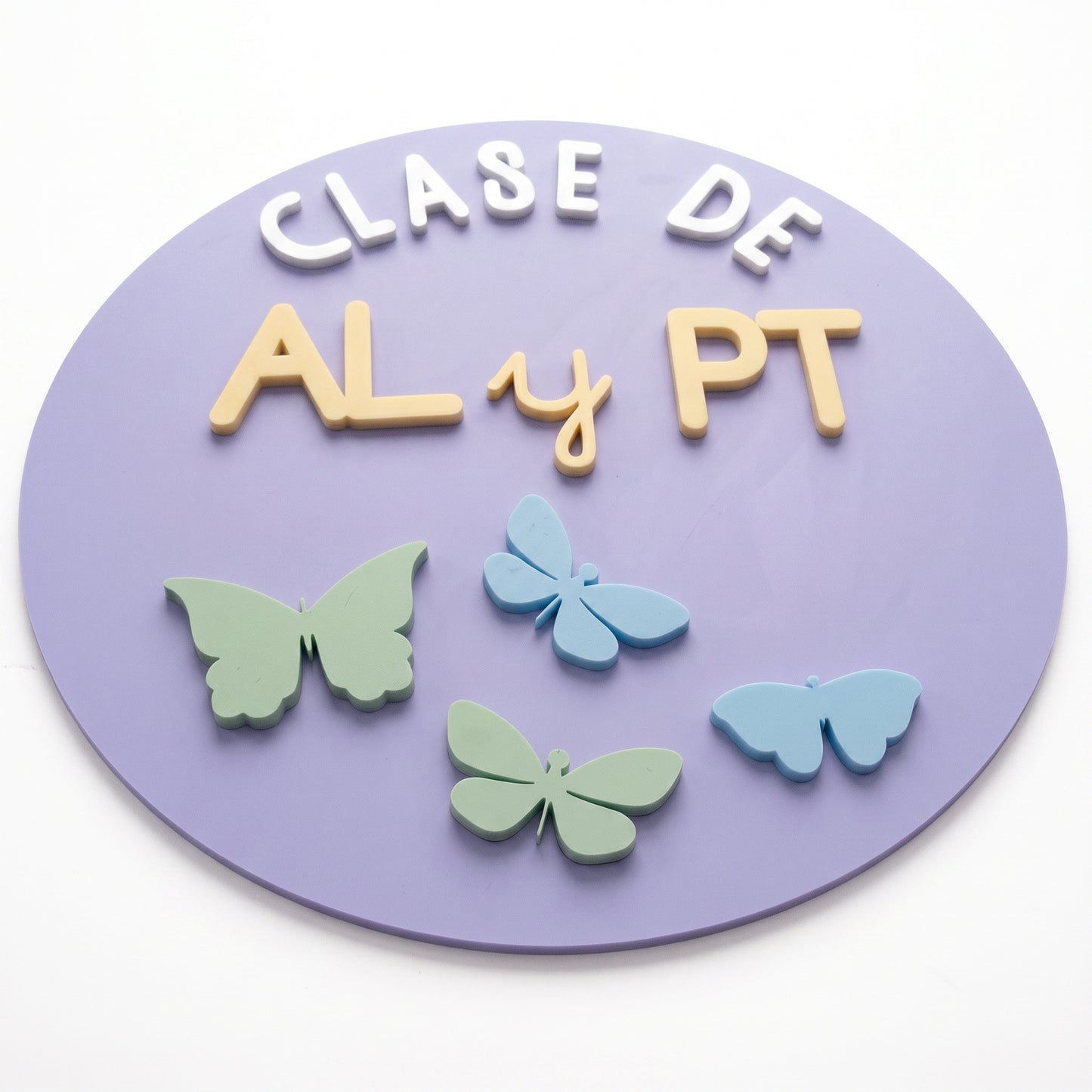 Cartel de Mariposas 3D Puerta de Clase - Placa Seño Personalizada