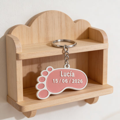 Llavero Pie de Bebé Personalizado - Impresión 3D con Nombre y Fecha