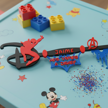 Llave Disney Spiderman personalizada – Sorpresa para viaje a Disneyland