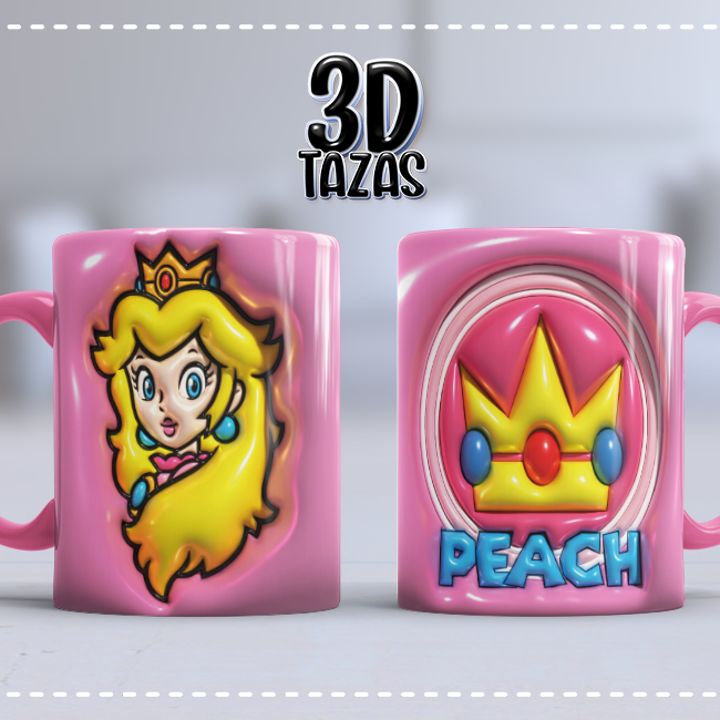 Taza 3D Princesa Peach Reino Champiñón