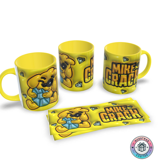 Taza Mikecrack 3D – Amarilla con diamantes