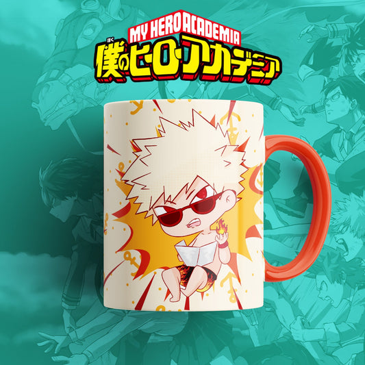 Taza My Hero Academia Bakugou Chibi – Diseño explosivo estilo verano