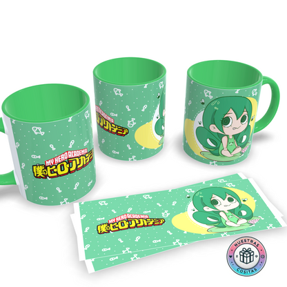 Taza My Hero Academia Froppy Chibi – Diseño verde kawaii