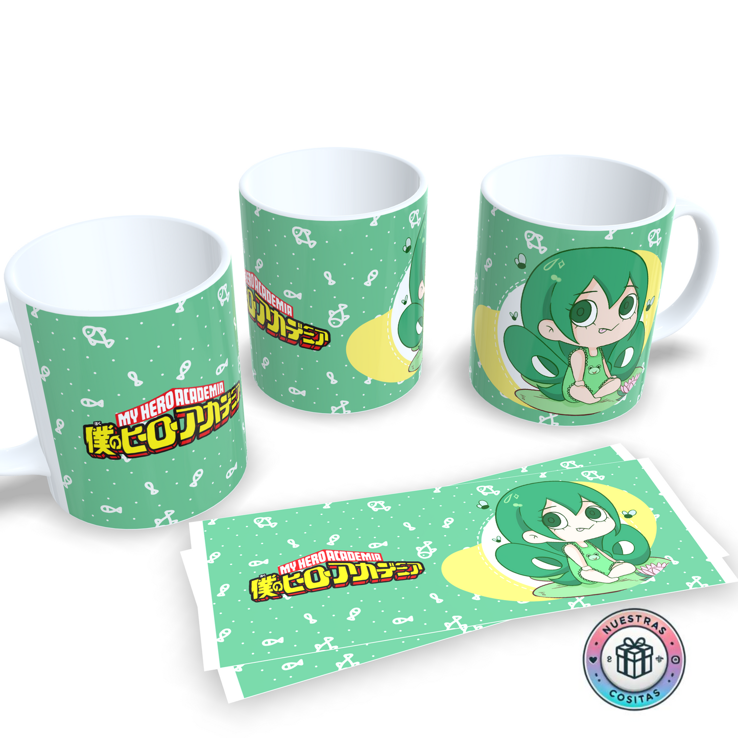 Taza My Hero Academia Froppy Chibi – Diseño verde kawaii