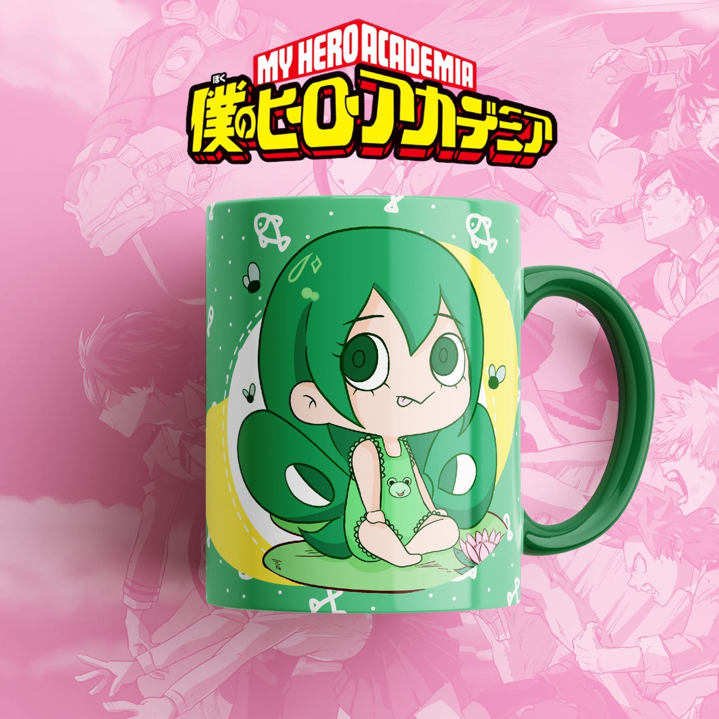 Taza My Hero Academia Froppy Chibi – Diseño verde kawaii