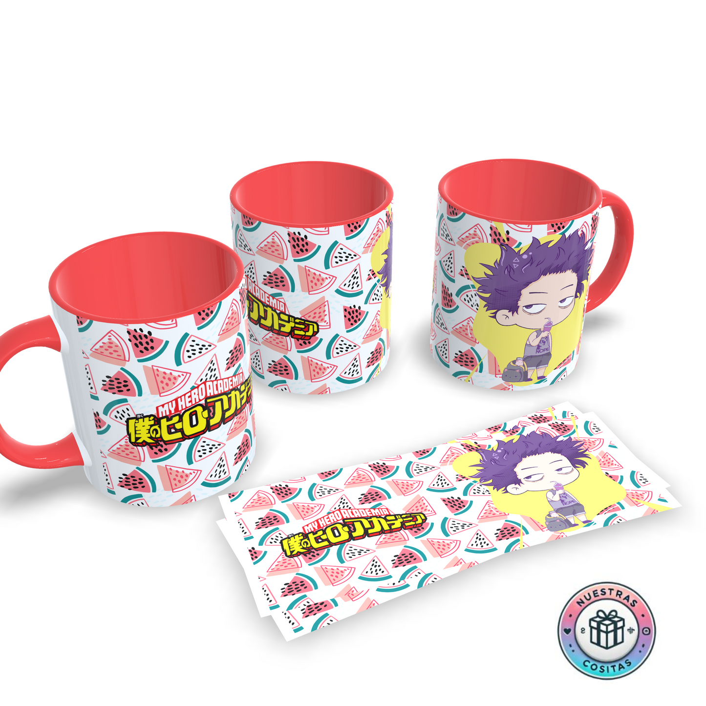 Taza My Hero Academia Shinso Chibi – Fondo de sandías colorido