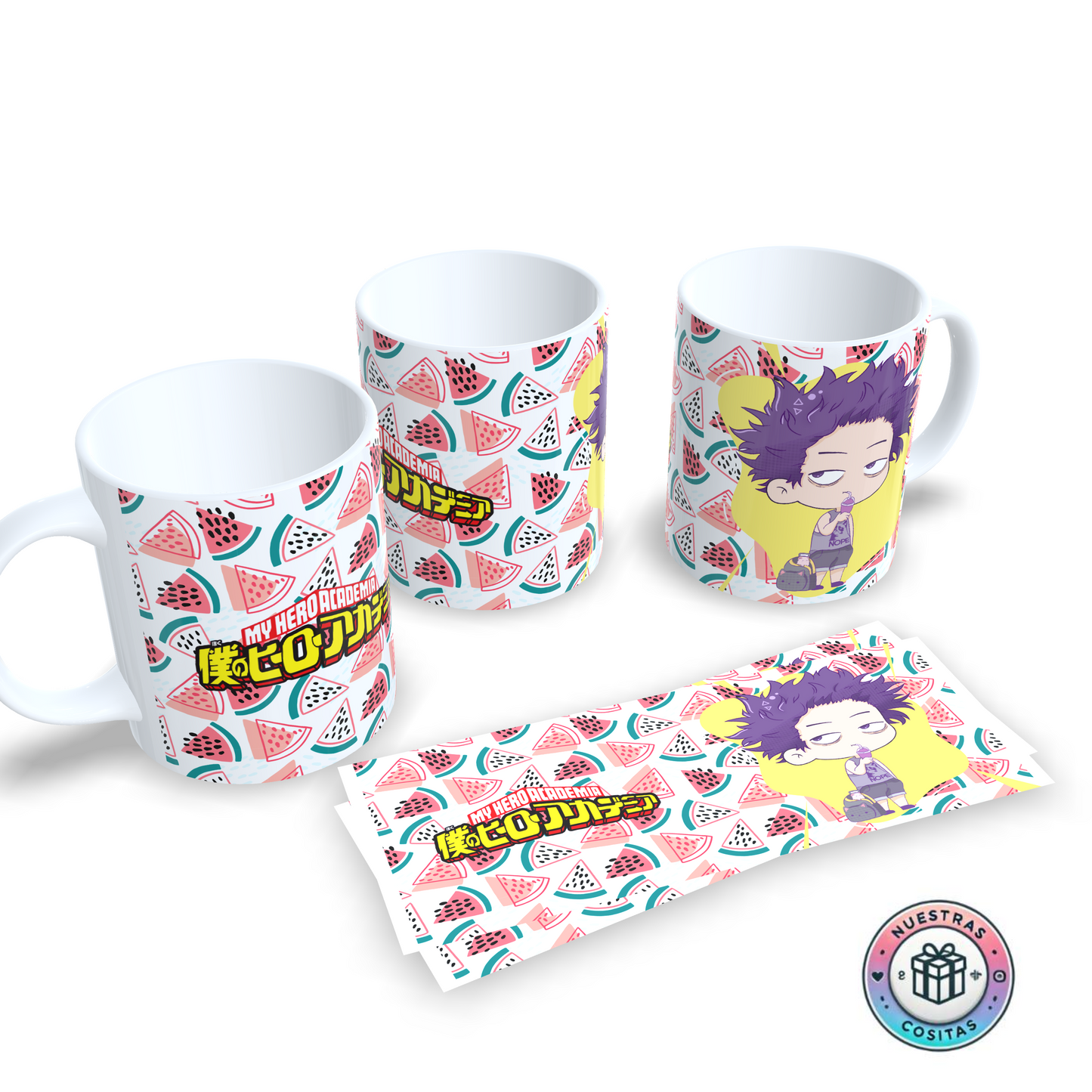Taza My Hero Academia Shinso Chibi – Fondo de sandías colorido