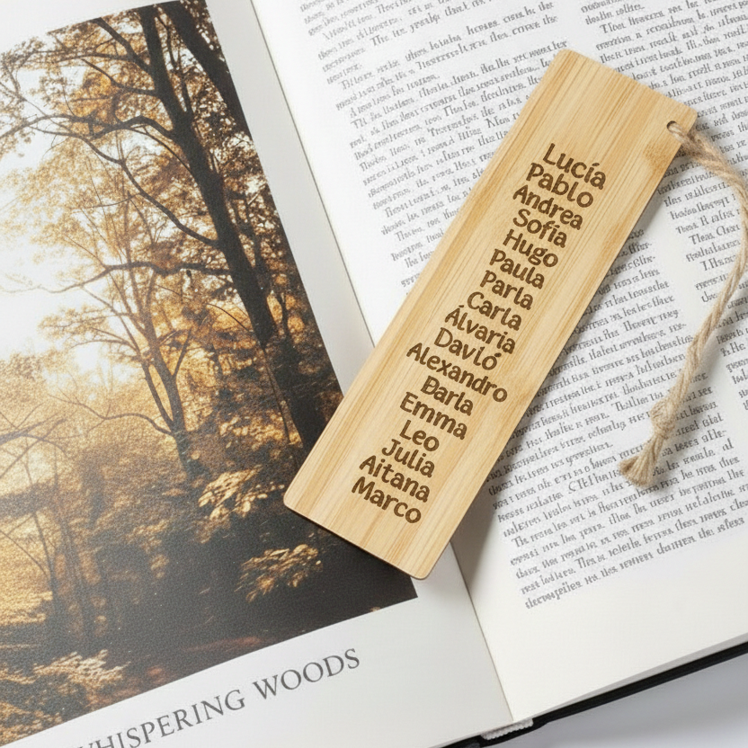 Marcapáginas de Madera Personalizado para Profesores - Regalo Fin de Curso con Nombres de Alumnos - Grabado Láser de Alta Calidad