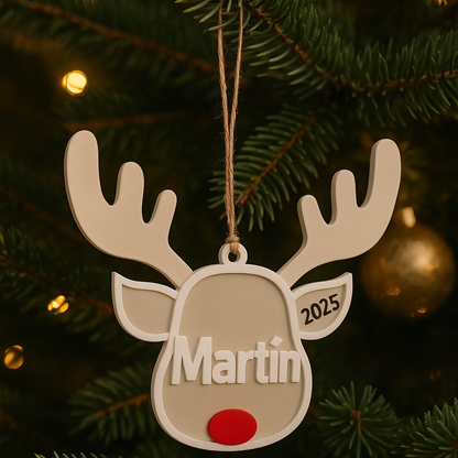Adorno navideño Reno personalizado con nombre – Impreso en 3D