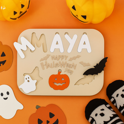 Puzzle de Halloween con nombre impreso en 3D – Regalo infantil personalizado