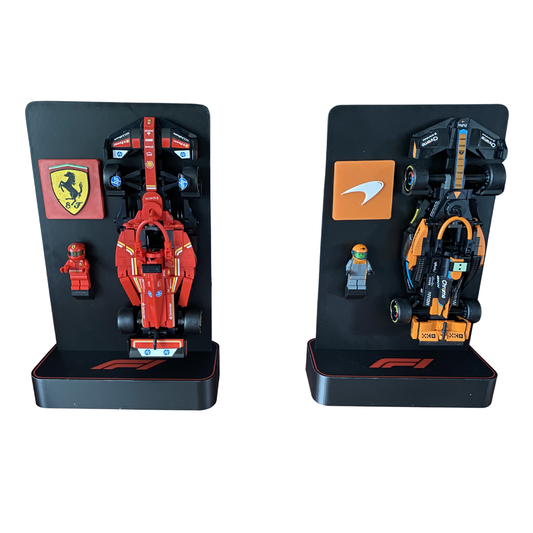 Soporte 3D para coches de LEGO con logo personalizable