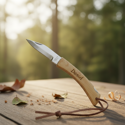 Navaja Nature de Acero Inoxidable con Mango de Bambú y Cierre de Seguridad