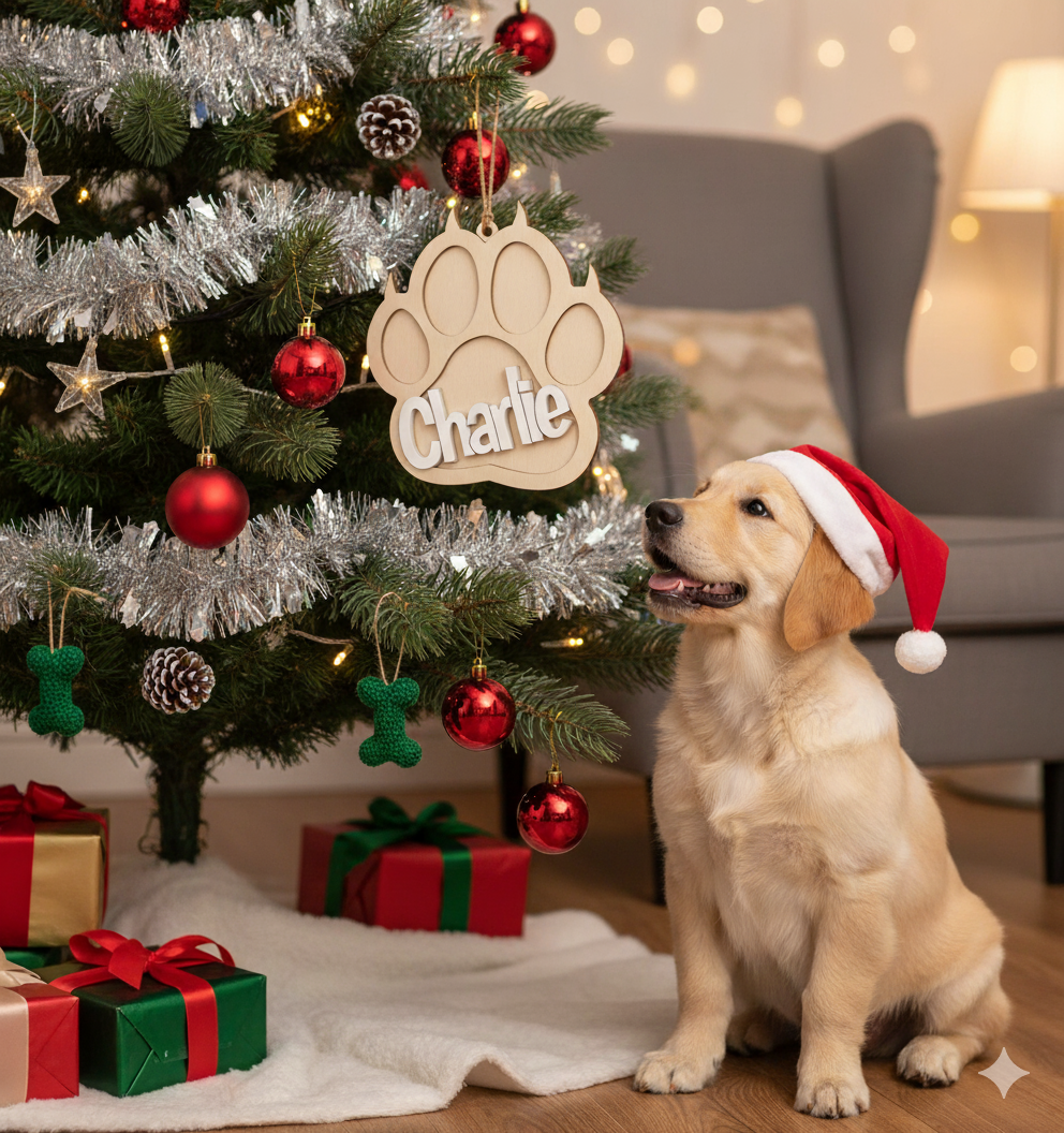 Colgante navideño huella personalizada con nombre – Impreso en 3D