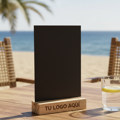 Soporte Portagráfica de Madera con Pizarra – Personalizable con Grabado Láser para Restauración