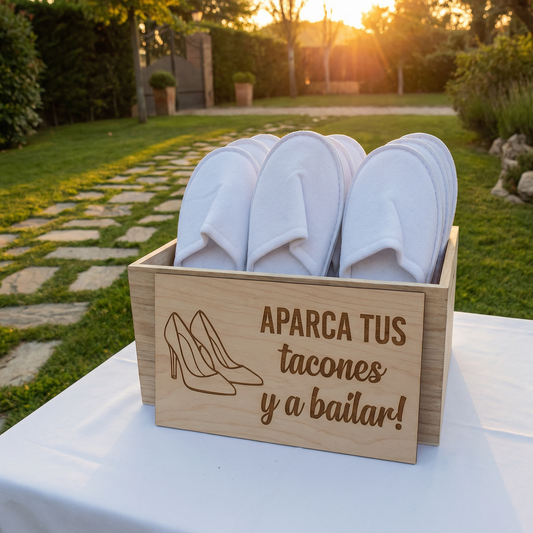 Pack Eventos: Letrero "Aparca tus Tacones" + Zapatillas Unisex Antideslizantes
