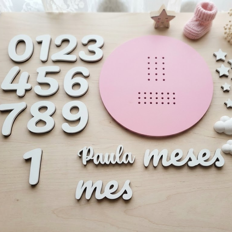 Cumplemeses 3D Personalizado | Placa Bebé Nombres Intercambiables