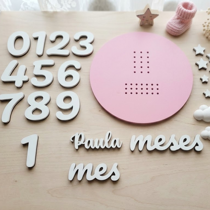 Cumplemeses 3D Personalizado | Placa Bebé Nombres Intercambiables