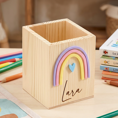 Portalápices Arco Iris 3D Personalizado con Nombre Grabado