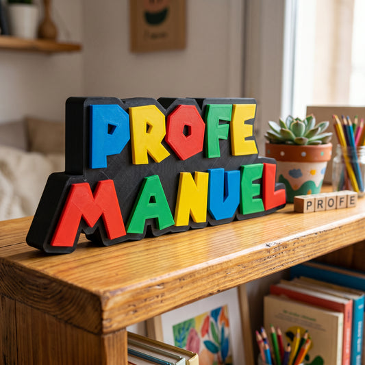 Letrero 3D Personalizado Estilo Super Mario – Regalo Profesores 🍄