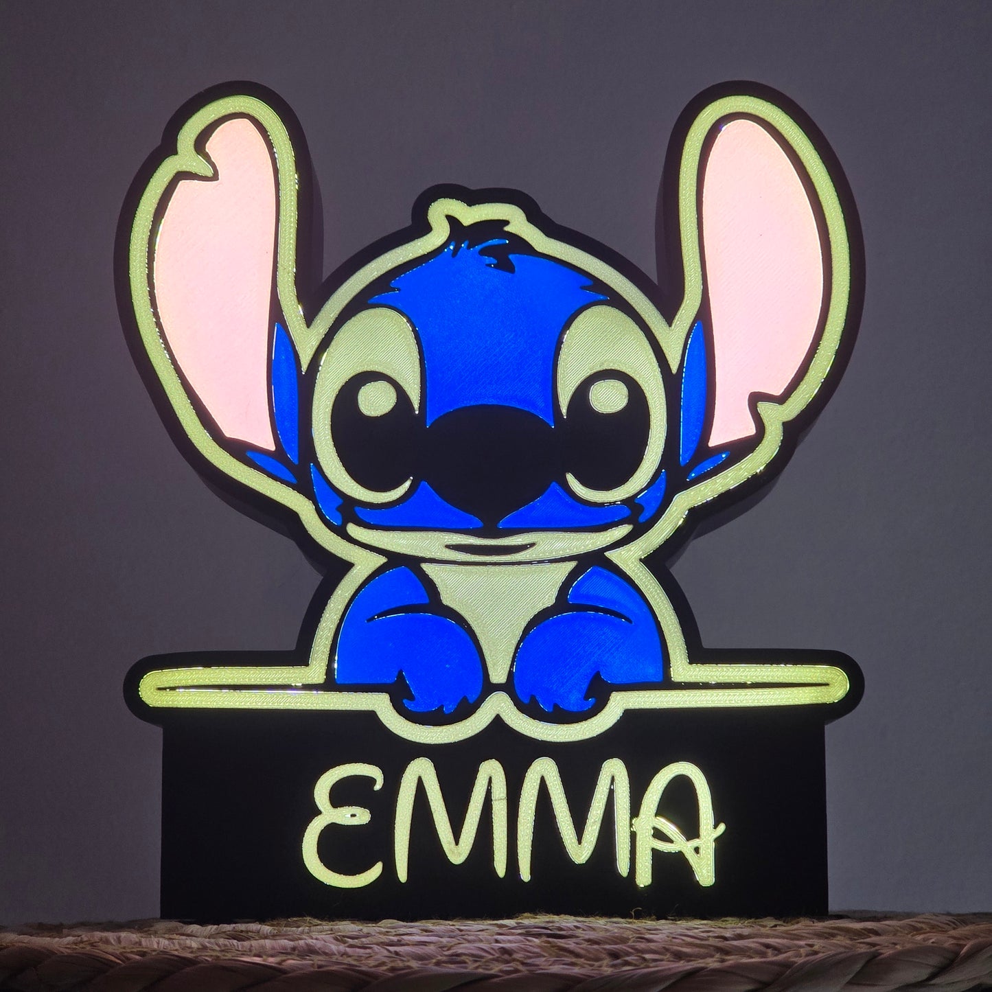 Caja de luz personalizada Stitch – Lámpara LED infantil con nombre