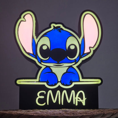 Caja de luz personalizada Stitch – Lámpara LED infantil con nombre