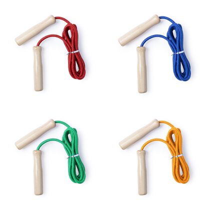 Comba de Madera Personalizada con Cuerda de Colores - Diversión Clásica (240cm)