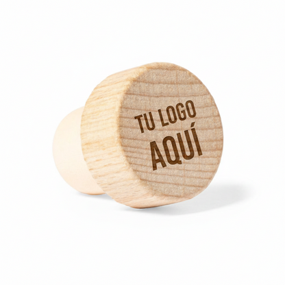 Tapón de Botella Reutilizable en Madera Natural - Personalizable con Grabado Láser
