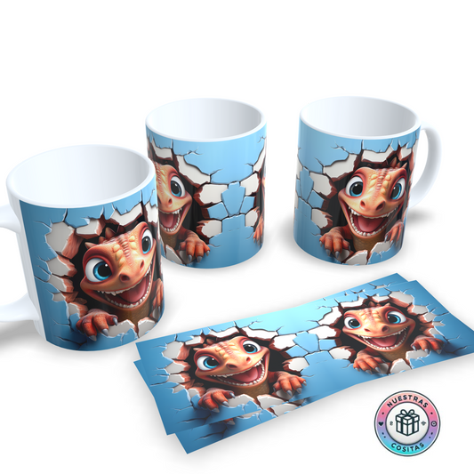 Taza Dinosaurio Bebé Azul – Diseño 3D Divertido y Realista