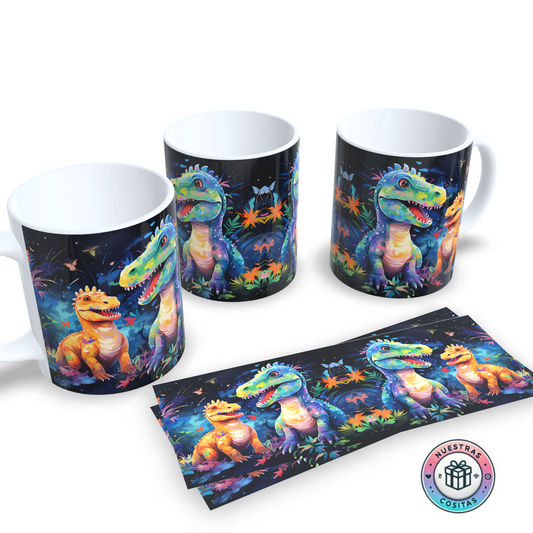 Taza Dinosaurios Nocturnos – Magia jurásica bajo las estrellas