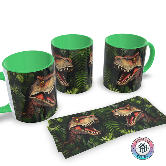 Taza Dinosaurio Realista en la Selva – Diseño Salvaje e Impactante