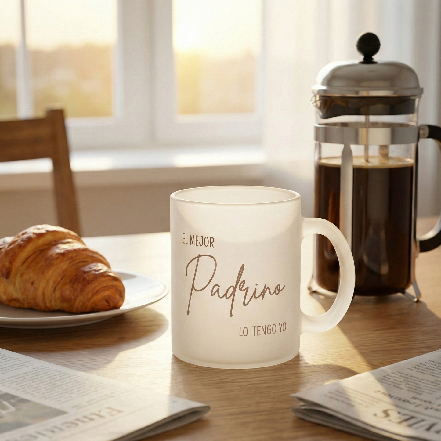 Taza de Cristal Esmerilado "El Mejor Padrino" - Acabado Translúcido (350ml)