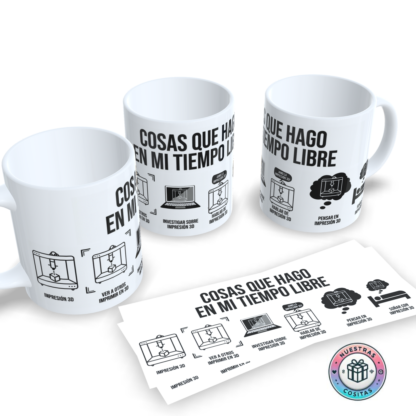 Taza "Cosas que Hago en mi Tiempo Libre" - Regalo para Amantes de la Impresión 3D
