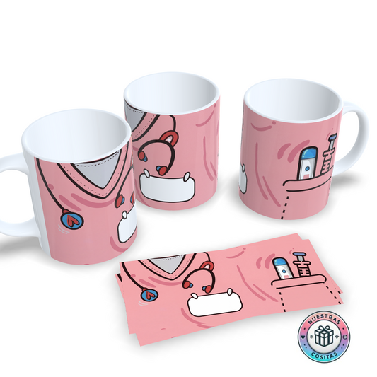 Taza Personalizada Uniforme Sanitario Rosa - Regalo con Nombre