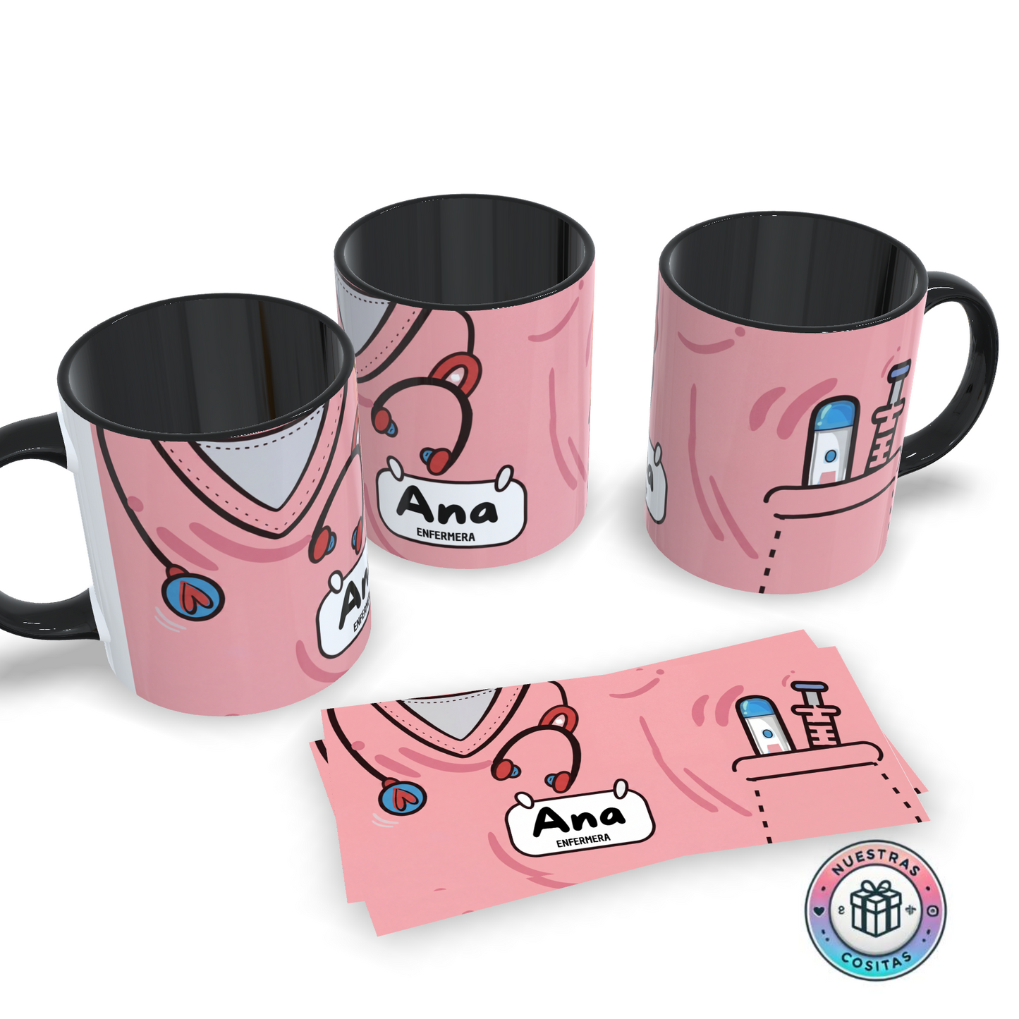 Taza Personalizada Uniforme Sanitario Rosa - Regalo con Nombre