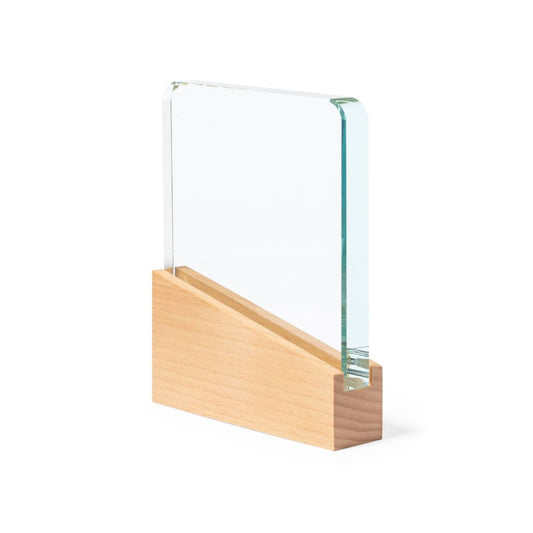 Trofeo Premium de Cristal y Madera Natural - Personalizable (18cm)