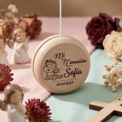 Yoyó de Madera Personalizado "Diseño unicornio" – Recuerdo Primera Comunión