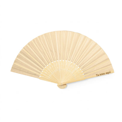 Abanico de bambú en tonos naturales