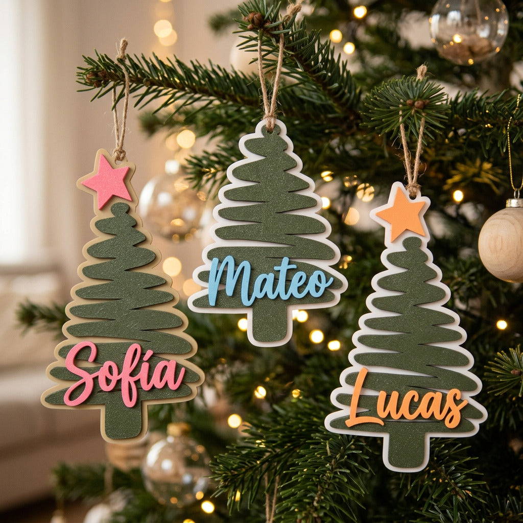 Adorno Árbol de Navidad Personalizado en 3D con Nombre