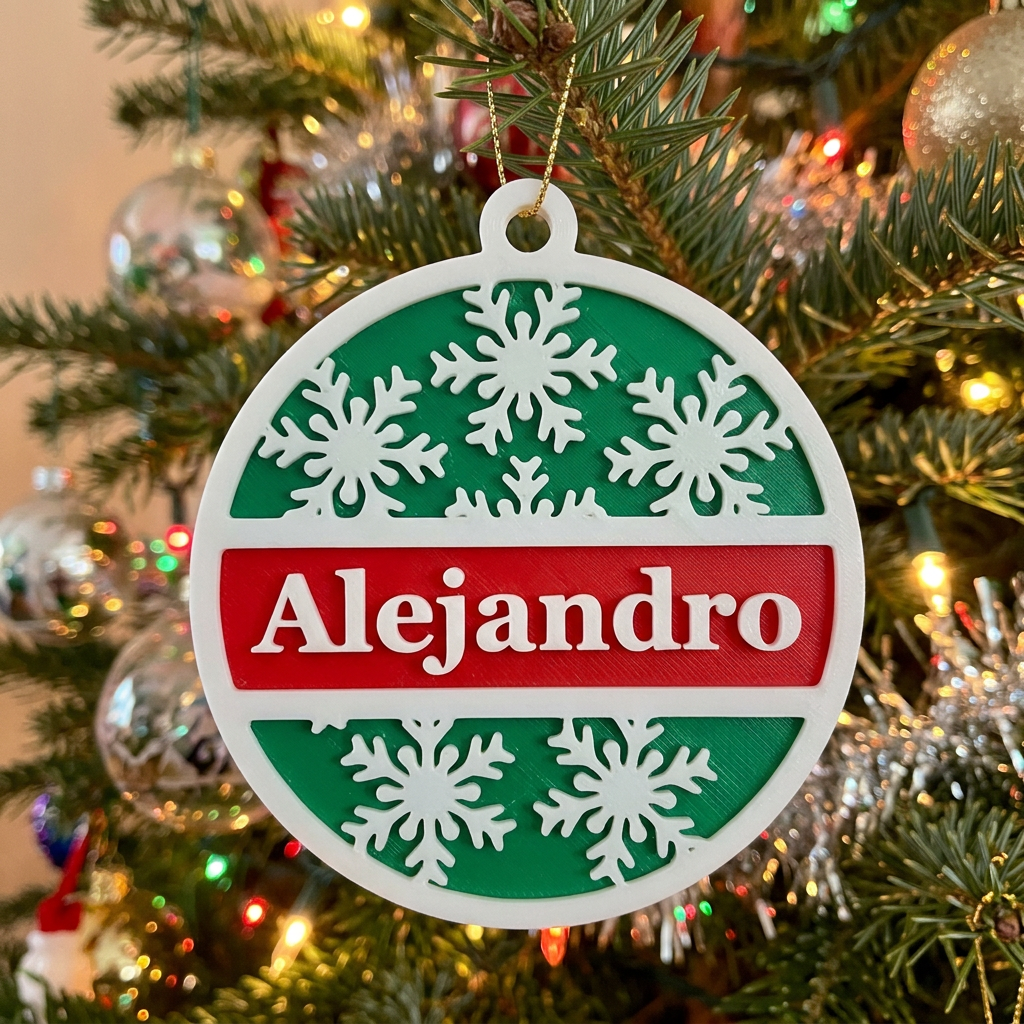 Bola de Navidad Personalizada con Nombre - Copos de nieve