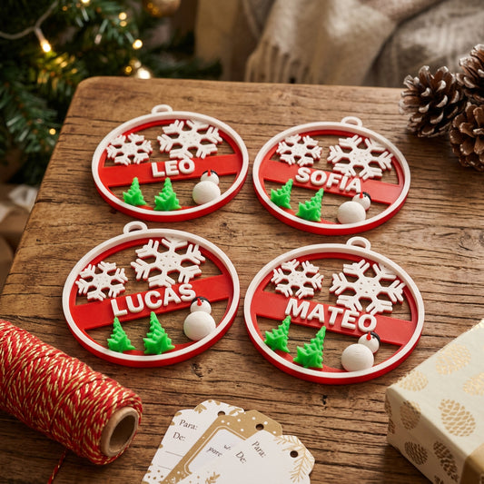Bola de Navidad Personalizada con Nombre - Muñeco de nieve