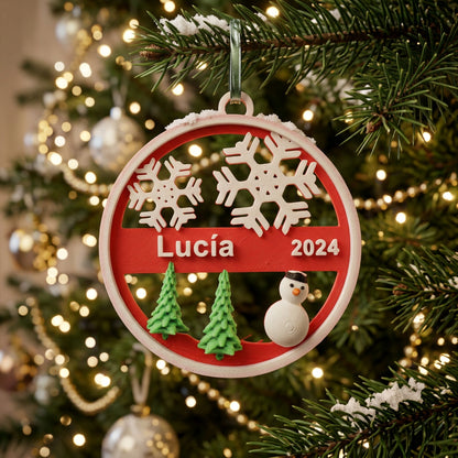 Bola de Navidad Personalizada con Nombre - Muñeco de nieve