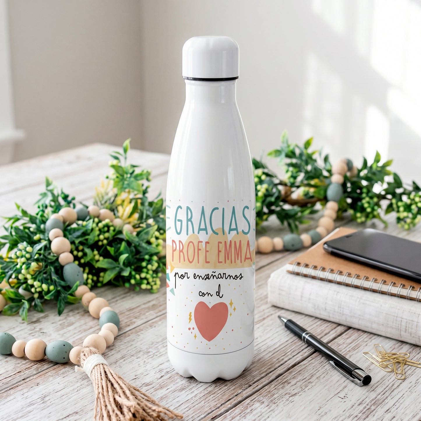 Botella Personalizada Seño - Bidón Acero Inox 700ml