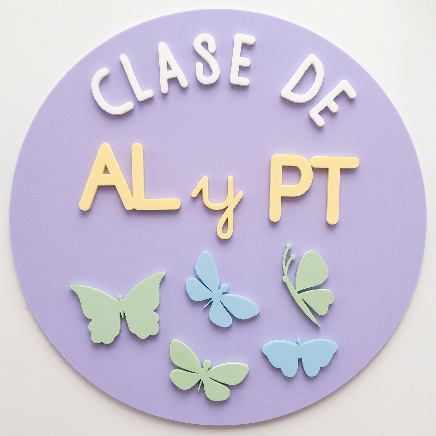 Cartel de Mariposas 3D Puerta de Clase - Placa Seño Personalizada