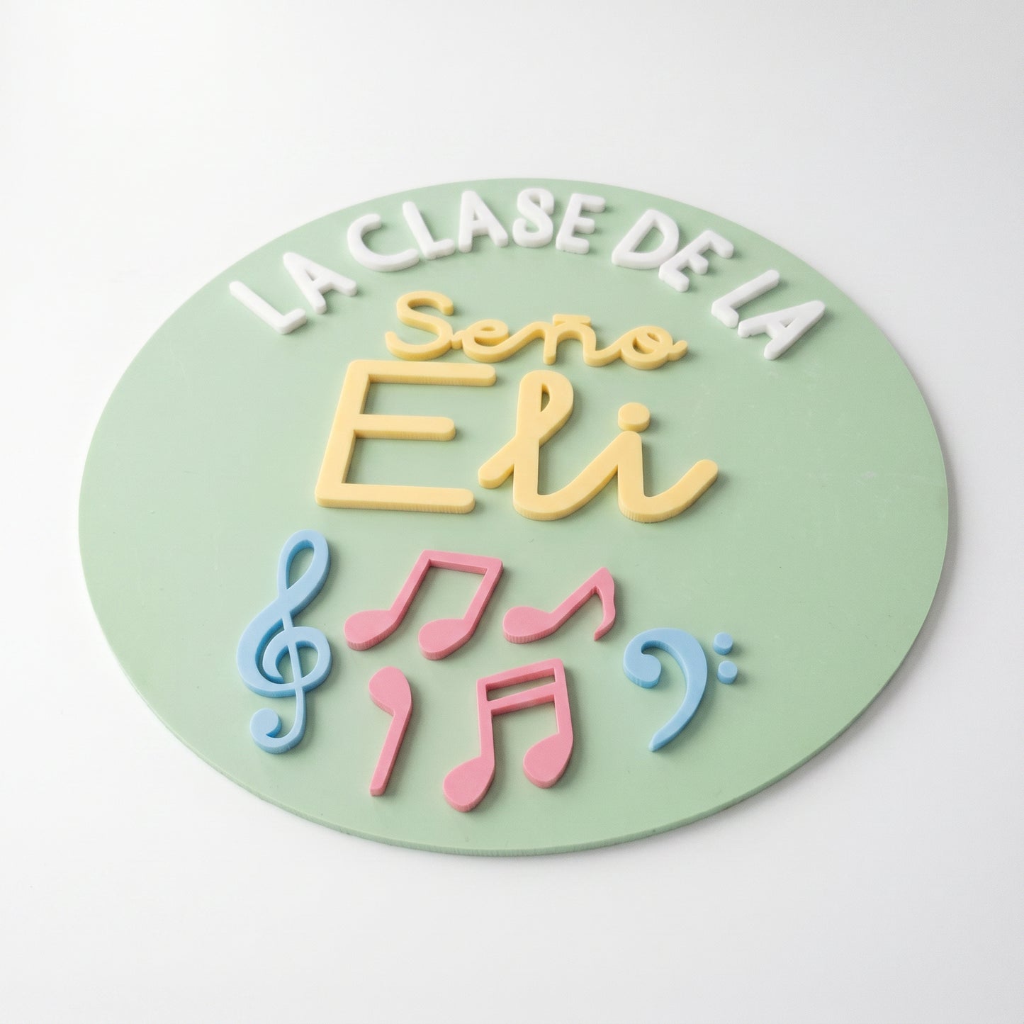 Cartel de Notas Musicales 3D para Aula - Placa Seño Personalizada