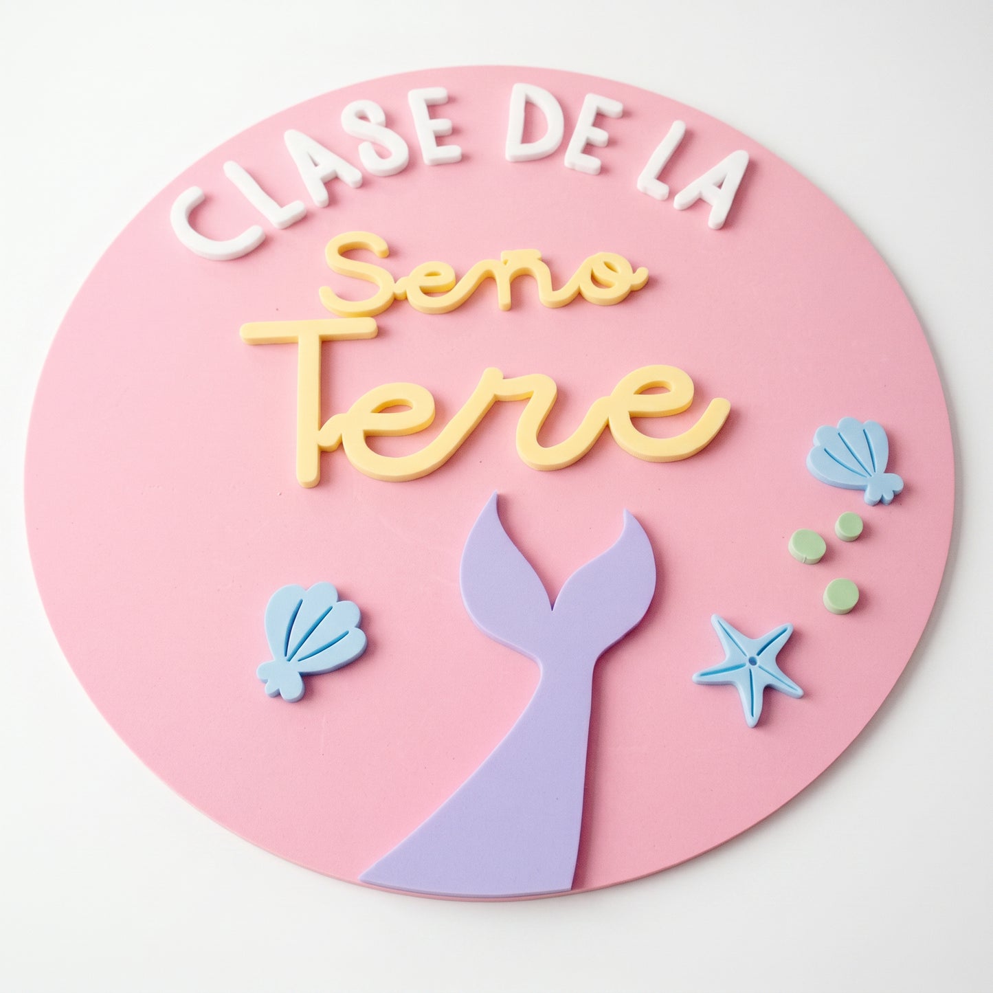 Cartel para Aula diseño Sirena - Nombre seño personalizado