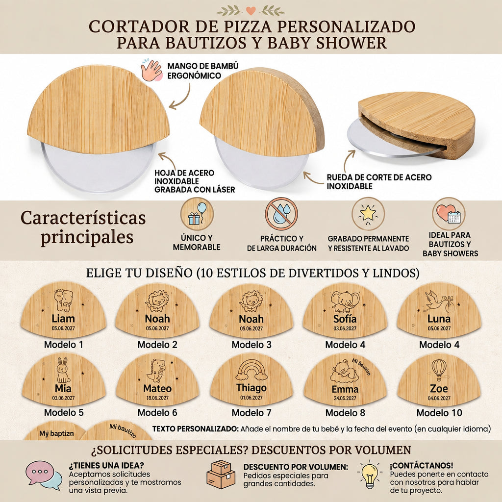 Cortapizzas para bautizos  - Diseños infantiles