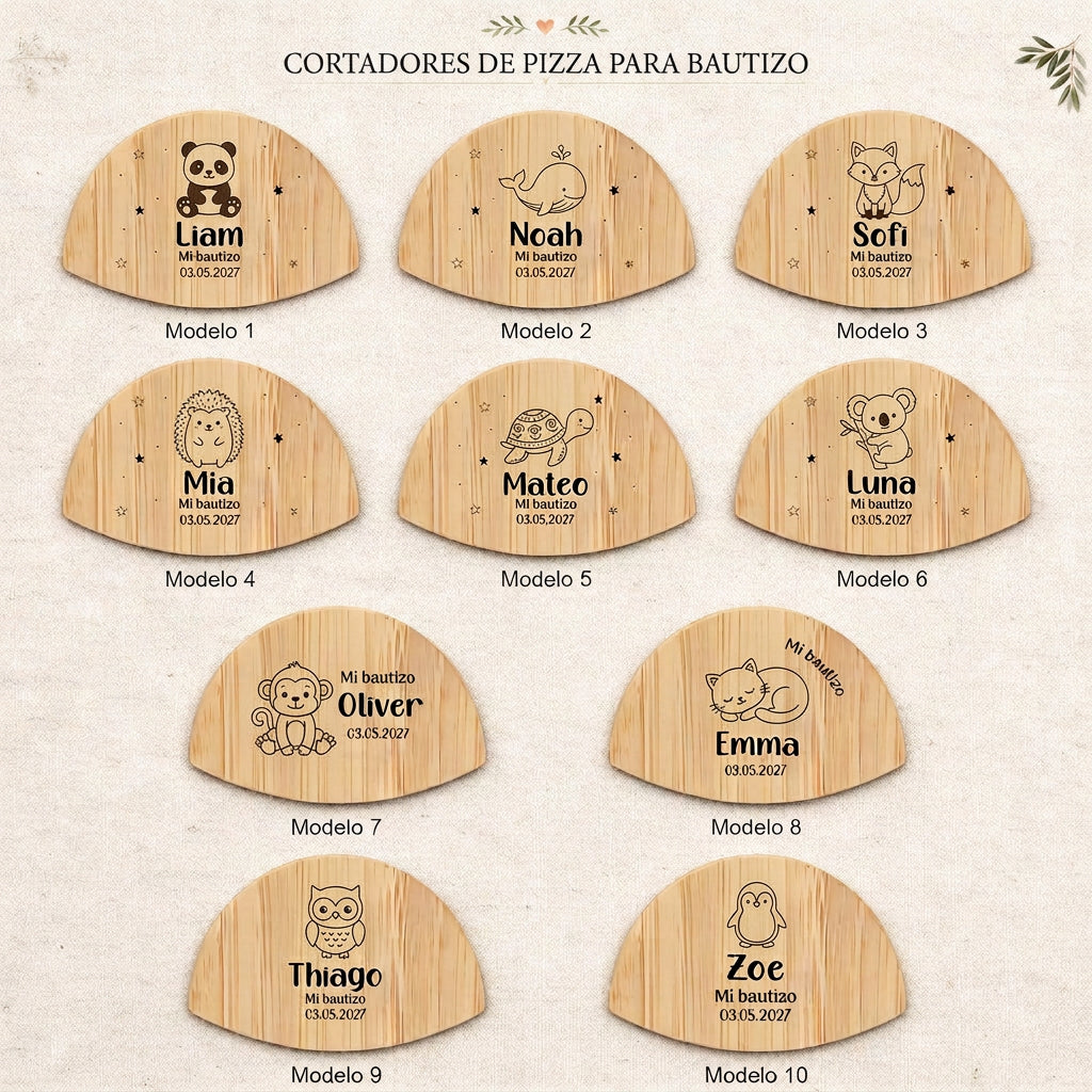 Cortapizzas para bautizos - Diseños animales