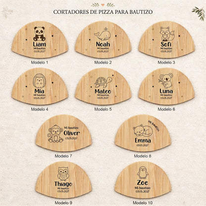 Cortapizzas para bautizos - Diseños animales