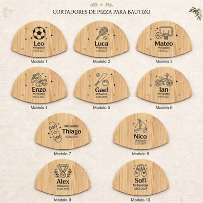 Cortapizzas para bautizos - Diseños deportes